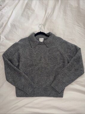 H&M Gray Collared Crew Sweater